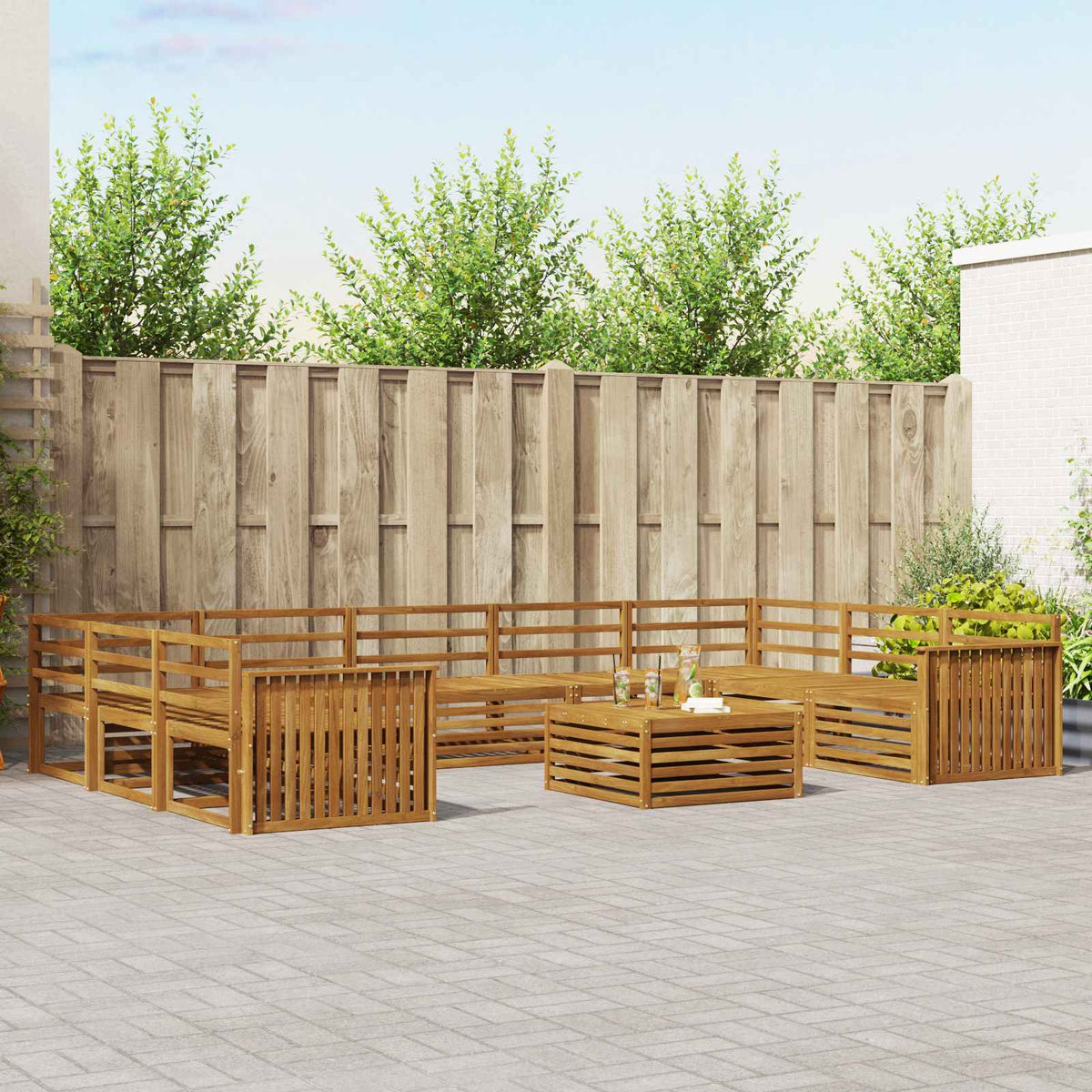 vidaXL Sofa-Sets 10 pcs Naturel Massief Acaciahout