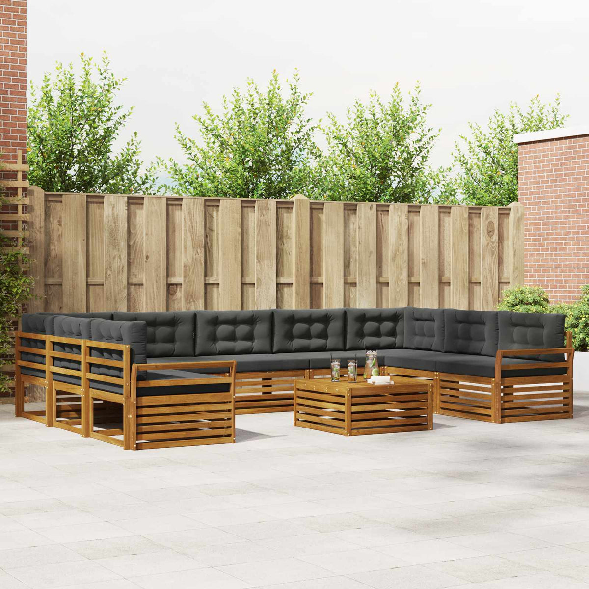 vidaXL Sofa-Sets 10 pcs Naturel Massief Acaciahout