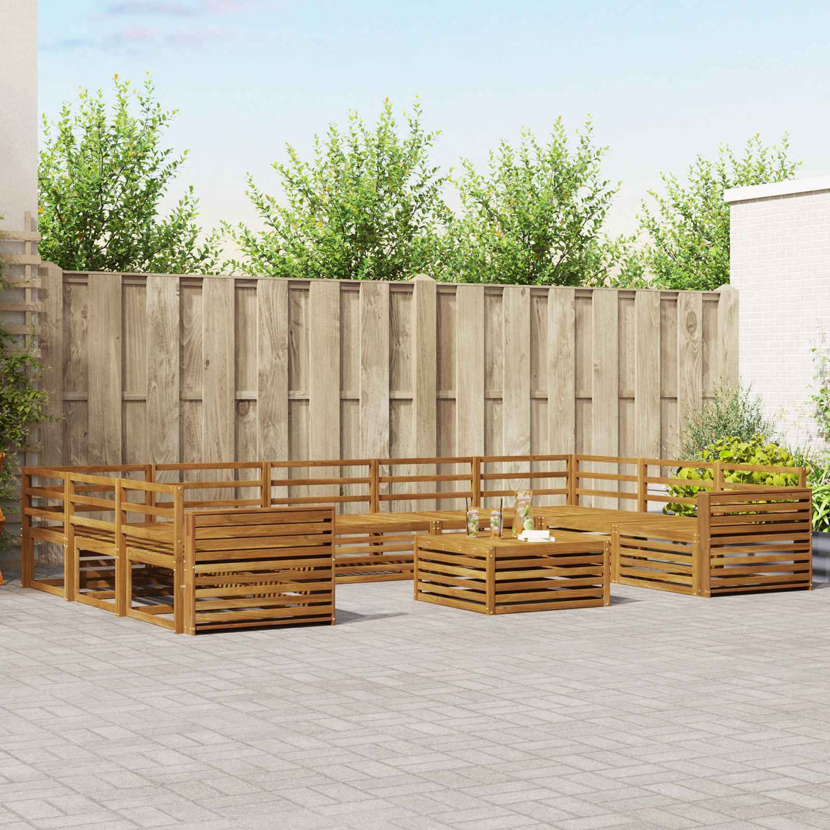vidaXL Sofa-Sets 10 pcs Naturel Massief Acaciahout