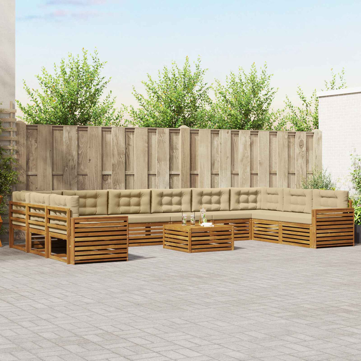 vidaXL Sofa-Sets 11 pcs Naturel Massief Acaciahout