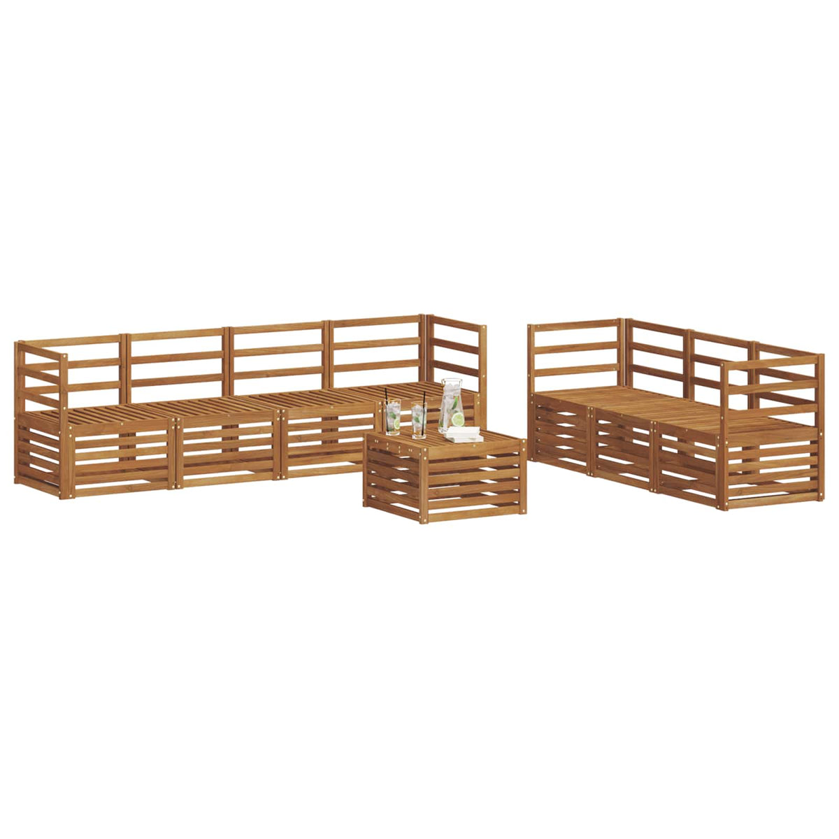 vidaXL Sofa-Sets 8 pcs Naturel Massief Acaciahout