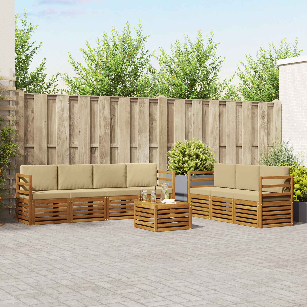 vidaXL Sofa-Sets 8 pcs Naturel Massief Acaciahout