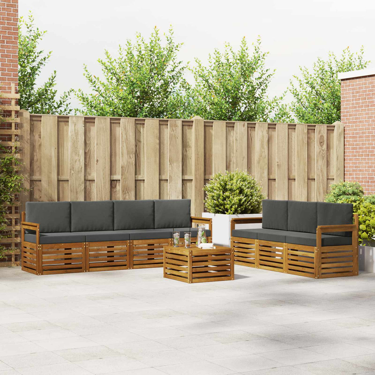 vidaXL Sofa-Sets 8 pcs Naturel Massief Acaciahout