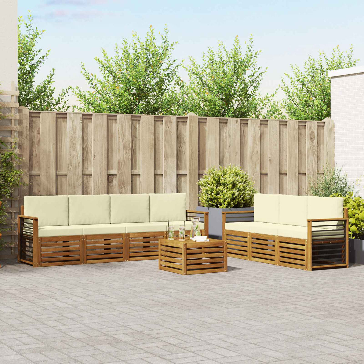 vidaXL Sofa-Sets 8 pcs Naturel Massief Acaciahout