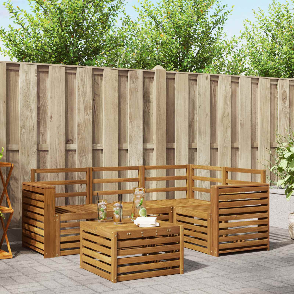 vidaXL Sofa-Sets 5 pcs Naturel Massief Acaciahout