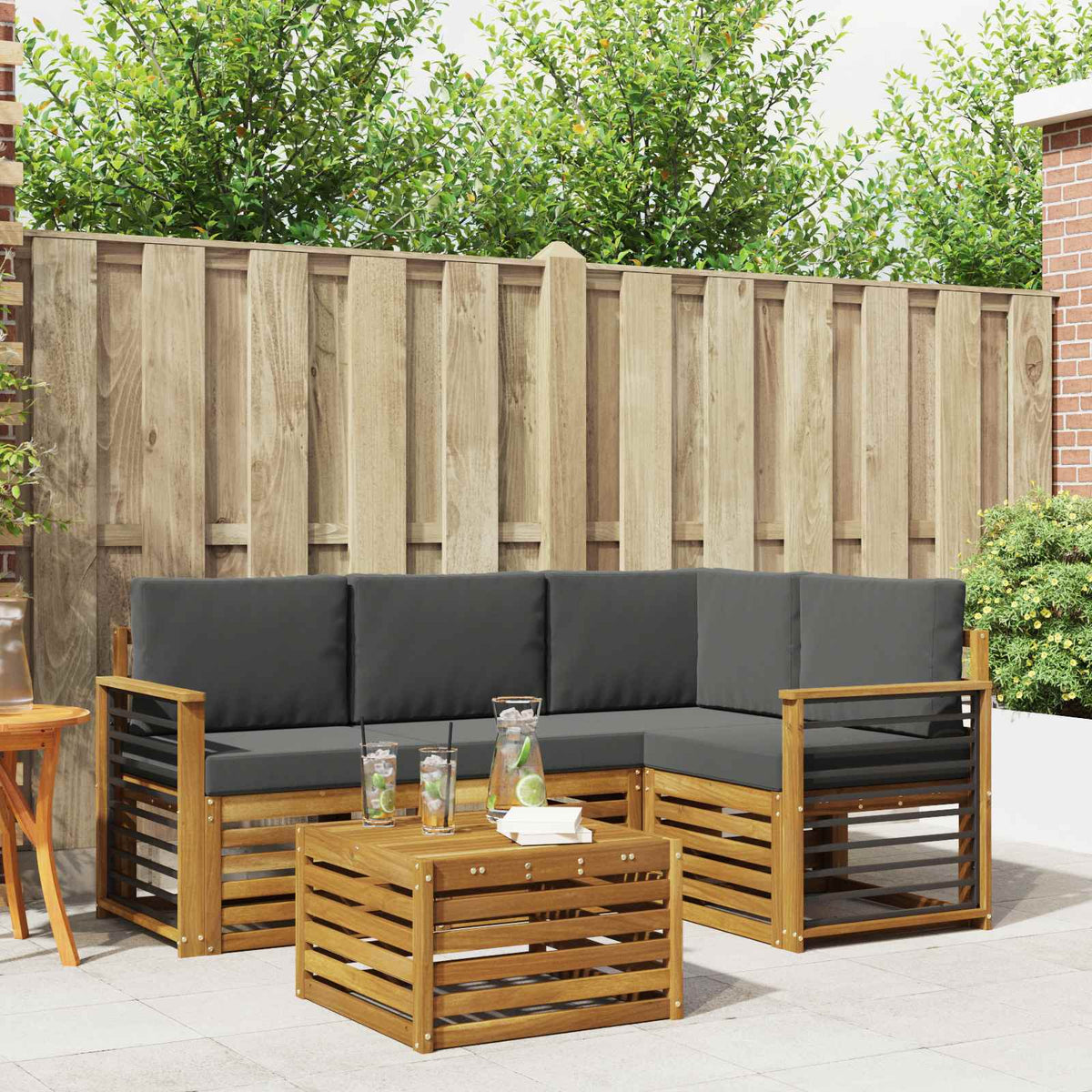 vidaXL Sofa-Sets 5 pcs Naturel Massief Acaciahout