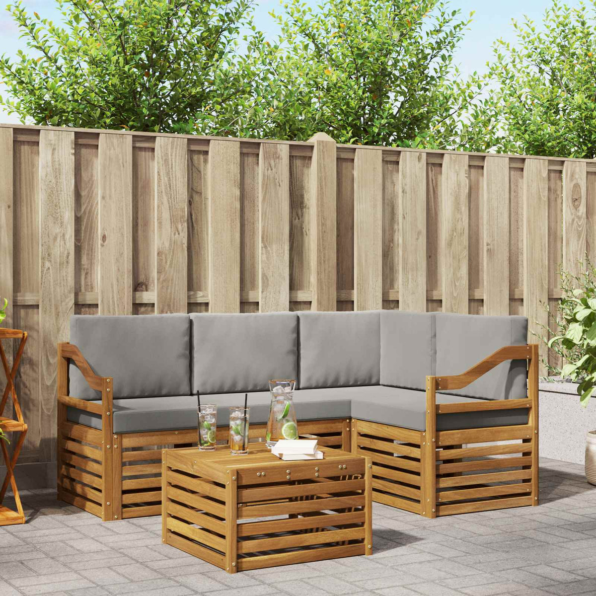 vidaXL Sofa-Sets 5 pcs Naturel Massief Acaciahout