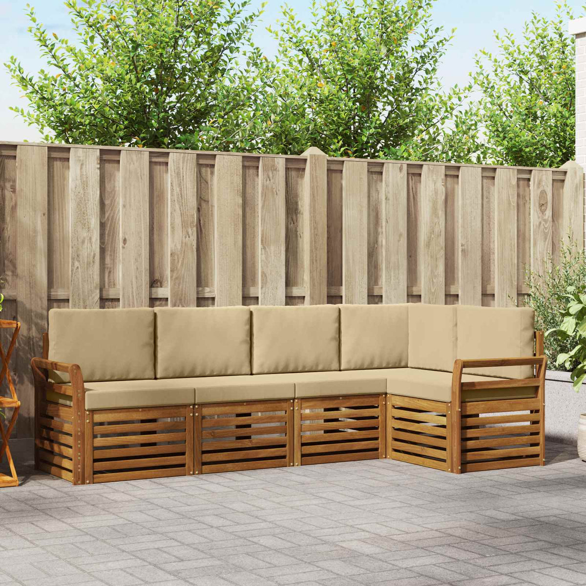 vidaXL Sofa-Sets 5 pcs Naturel Massief Acaciahout