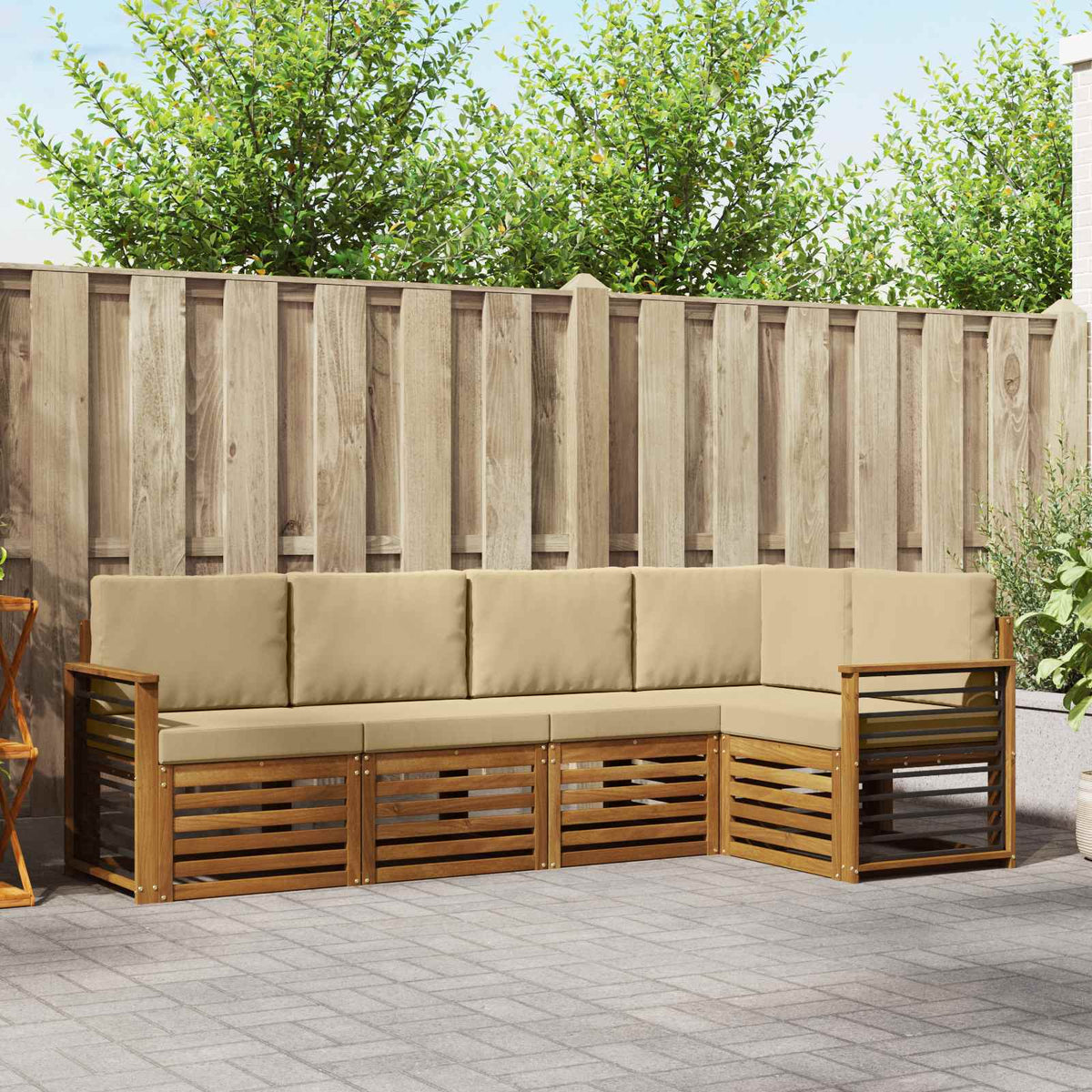 vidaXL Sofa-Sets 5 pcs Naturel Massief Acaciahout