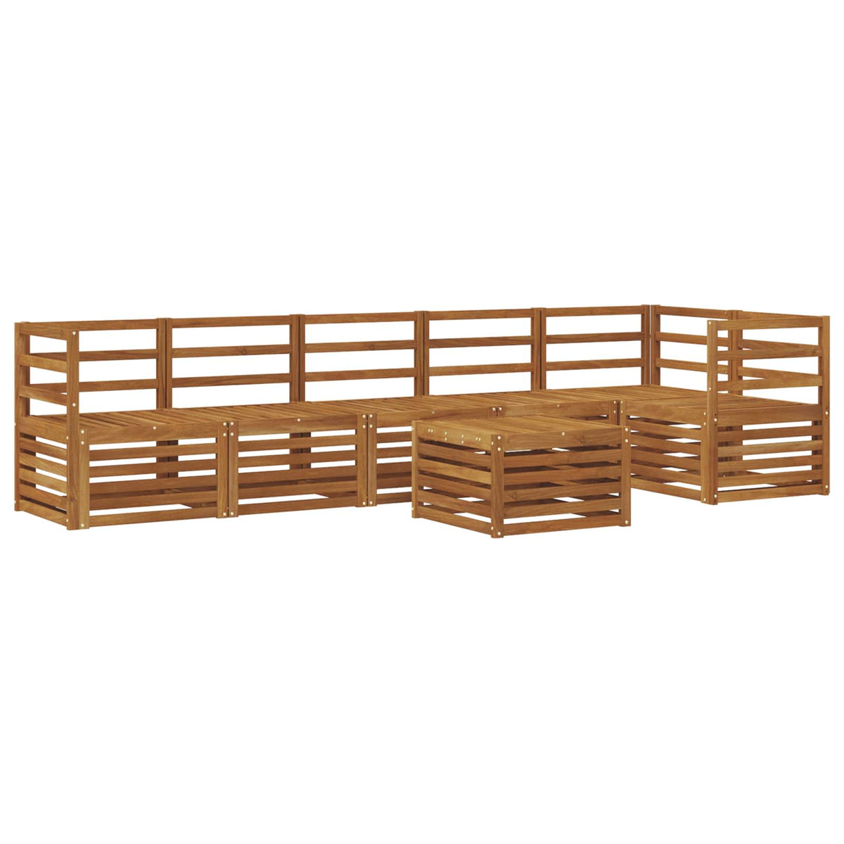 vidaXL Sofa-Sets 7 pcs Natuurlijk en Crème Massief Acaciahout