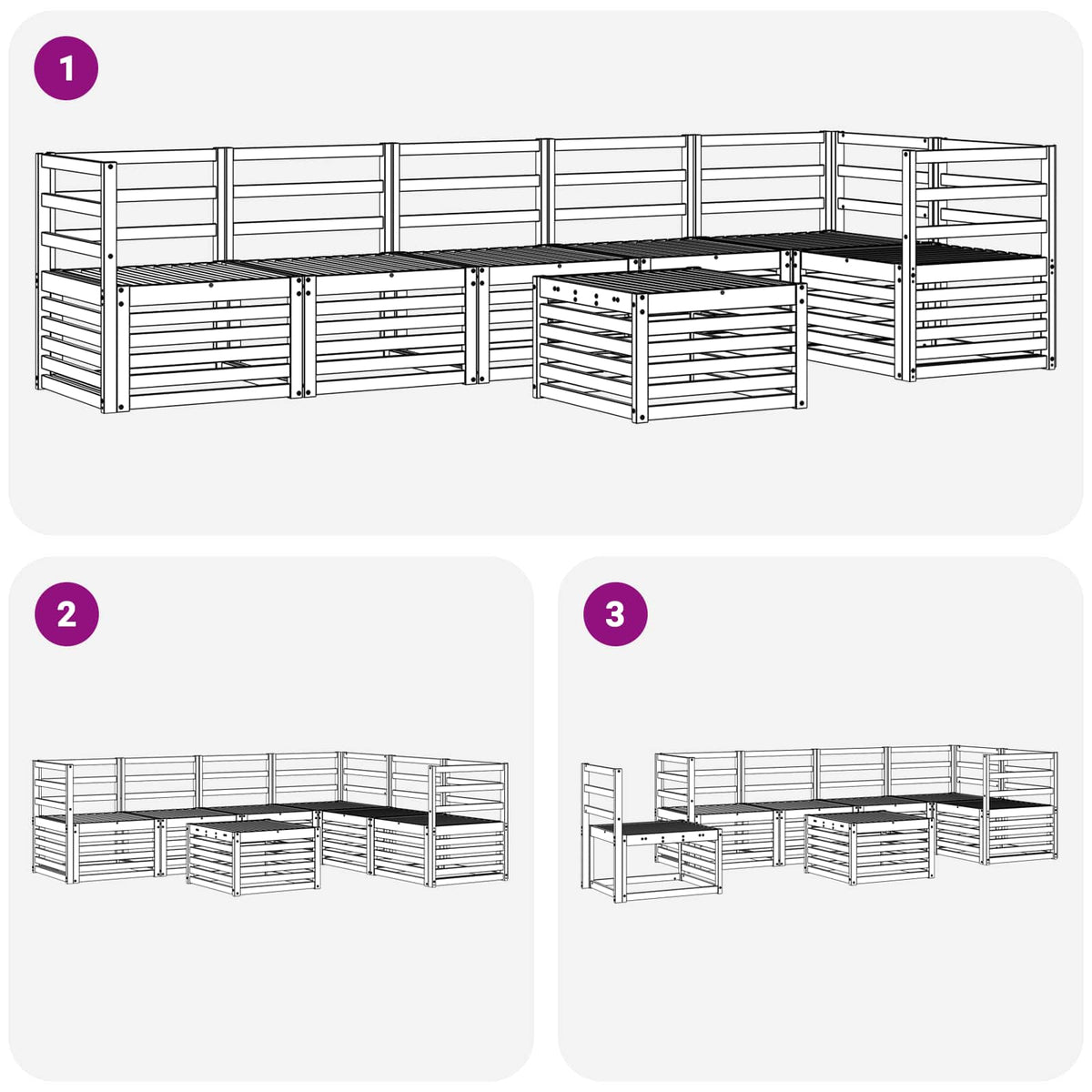 vidaXL Sofa-Sets 7 pcs Natuurlijk en Crème Massief Acaciahout