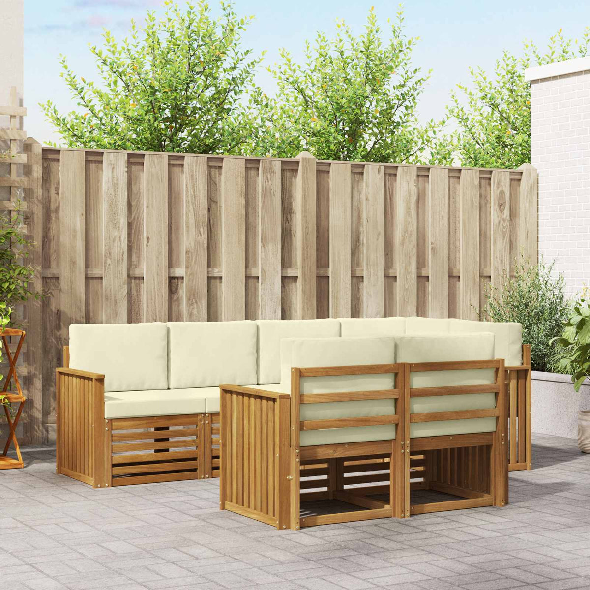 vidaXL Sofa-Sets 7 pcs Naturel Massief Acaciahout