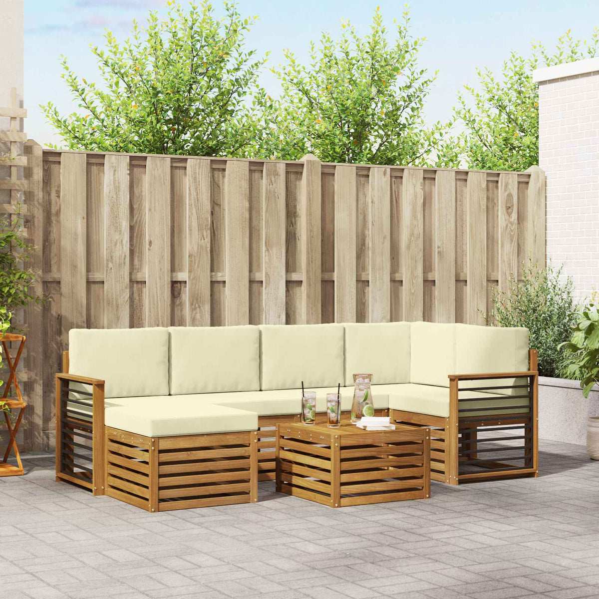 vidaXL Sofa-Sets Naturel Massief Acaciahout