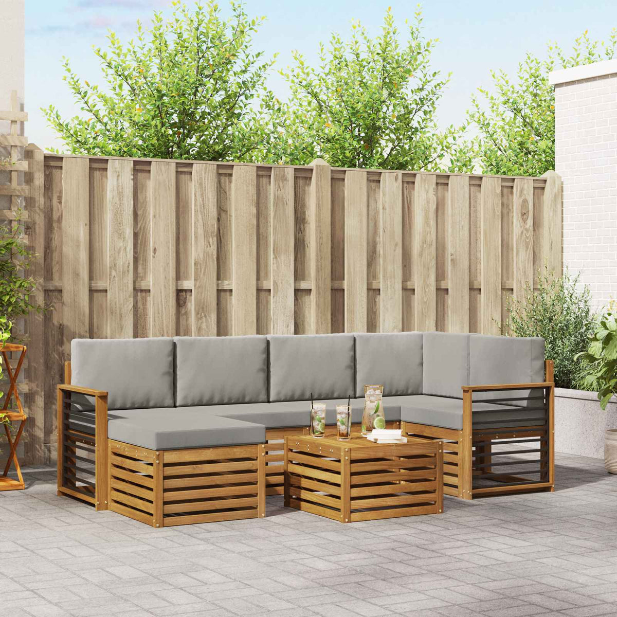 vidaXL Sofa-Sets Naturel Massief Acaciahout