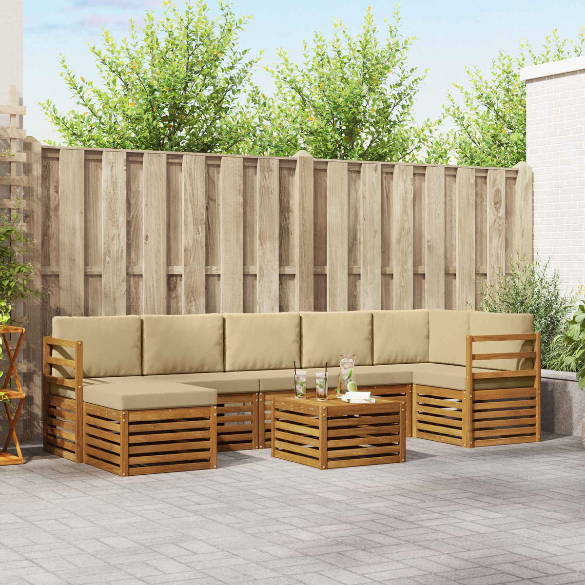 vidaXL Sofa-Sets 8 pcs Naturel Massief Acaciahout