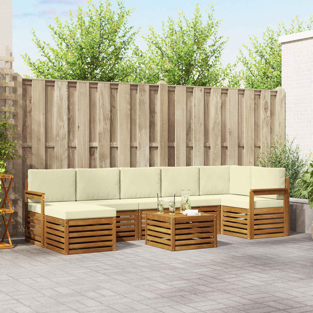 vidaXL Sofa-Sets 8 pcs Naturel Massief Acaciahout