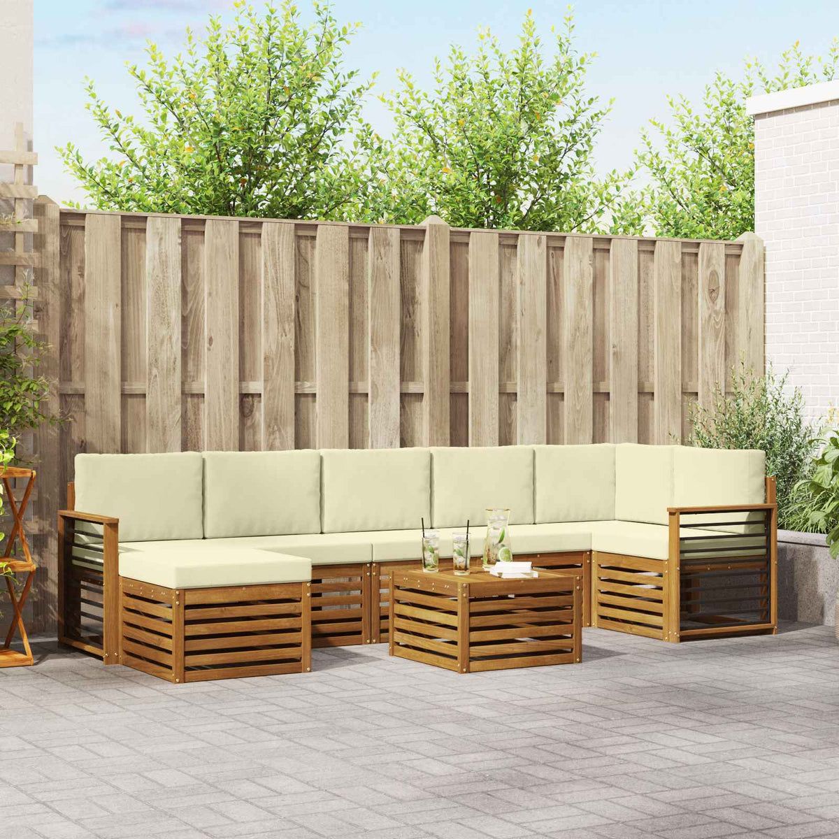 vidaXL Sofa-Sets 8 pcs Naturel Massief Acaciahout