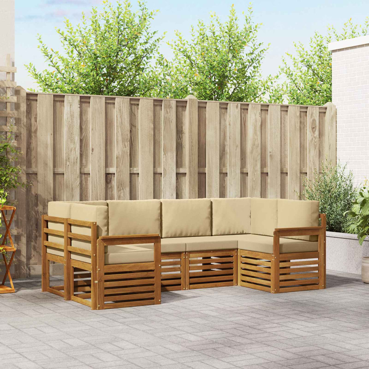 vidaXL Sofa-Sets 6 pcs Naturel Massief Acaciahout