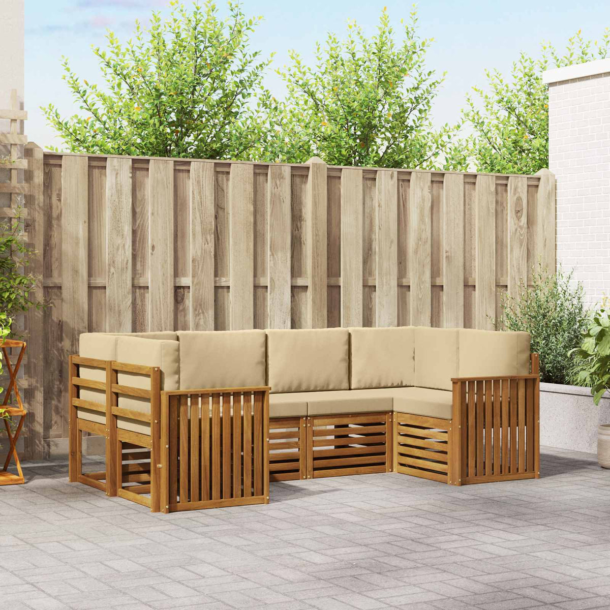 vidaXL Sofa-Sets 6 pcs Naturel Massief Acaciahout