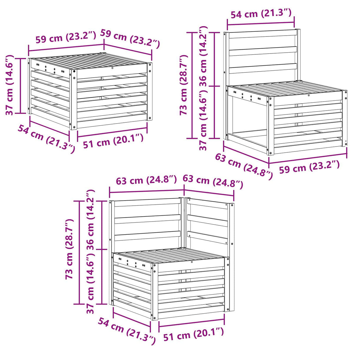 vidaXL Sofa-Sets 10 pcs Natuurlijk en Crème Massief Acaciahout