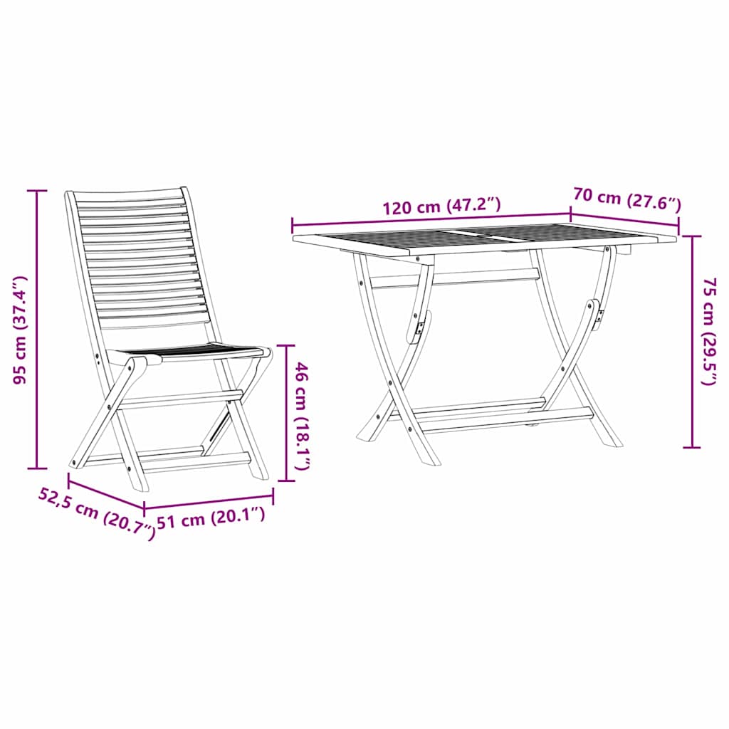 vidaXL Tuin Eetset 5 pcs Bruin Massief acaciahout