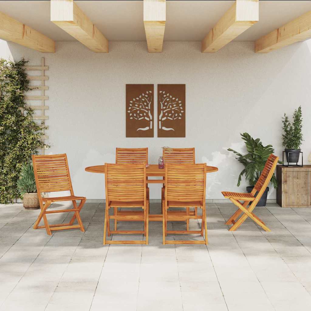 vidaXL Tuin Eetset Vouw 7 pcs Bruin Massief acaciahout