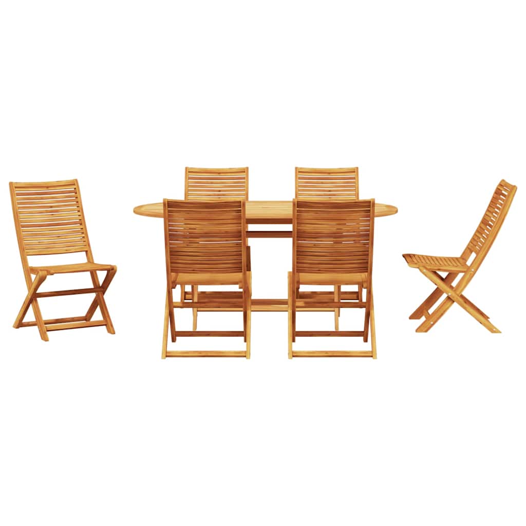 vidaXL Tuin Eetset Vouw 7 pcs Bruin Massief acaciahout