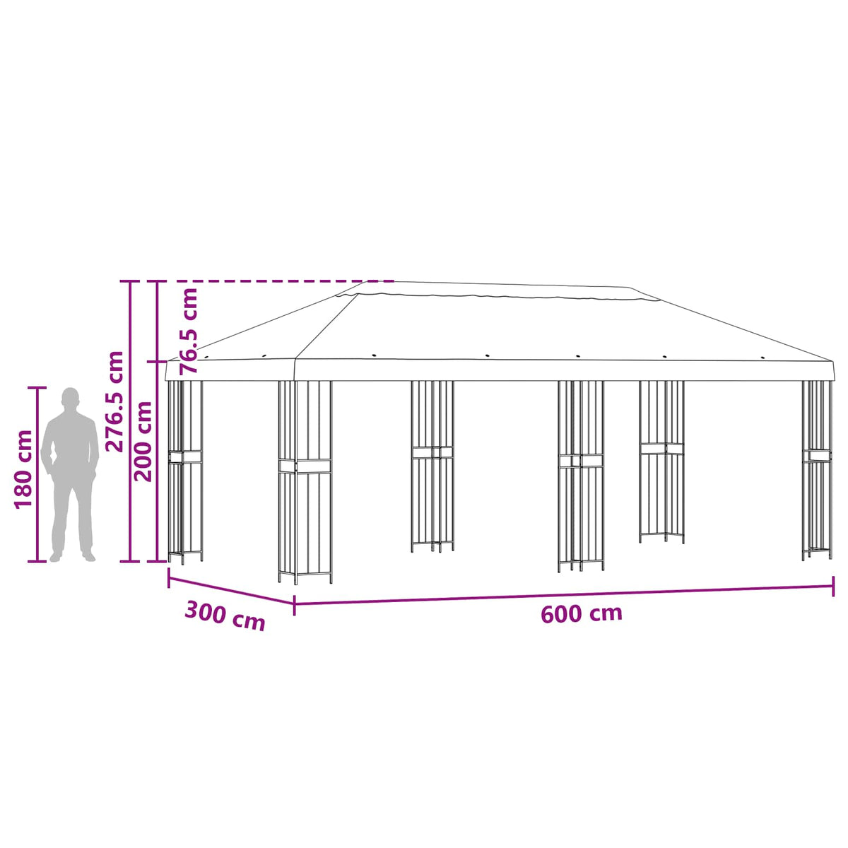 vidaXL Paviljoen met zijwanden 6 x 3 m Beige Polyester en staal 190