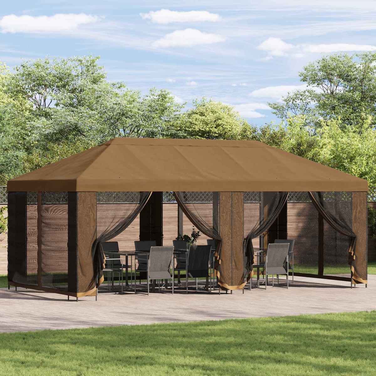 vidaXL Paviljoen met zijwanden 6 x 3 m Beige Polyester en staal 190