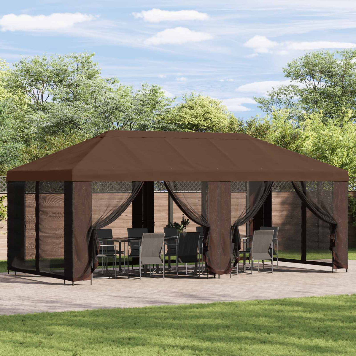 vidaXL Paviljoen met zijwanden 6 x 3 m Beige Polyester en staal 190