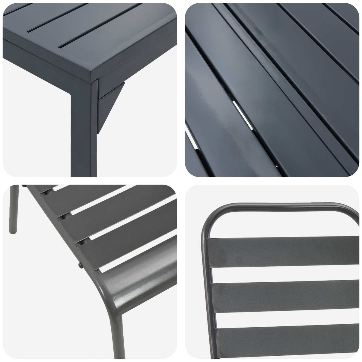 vidaXL Tuin Eetset 9 pcs Antraciet Staal