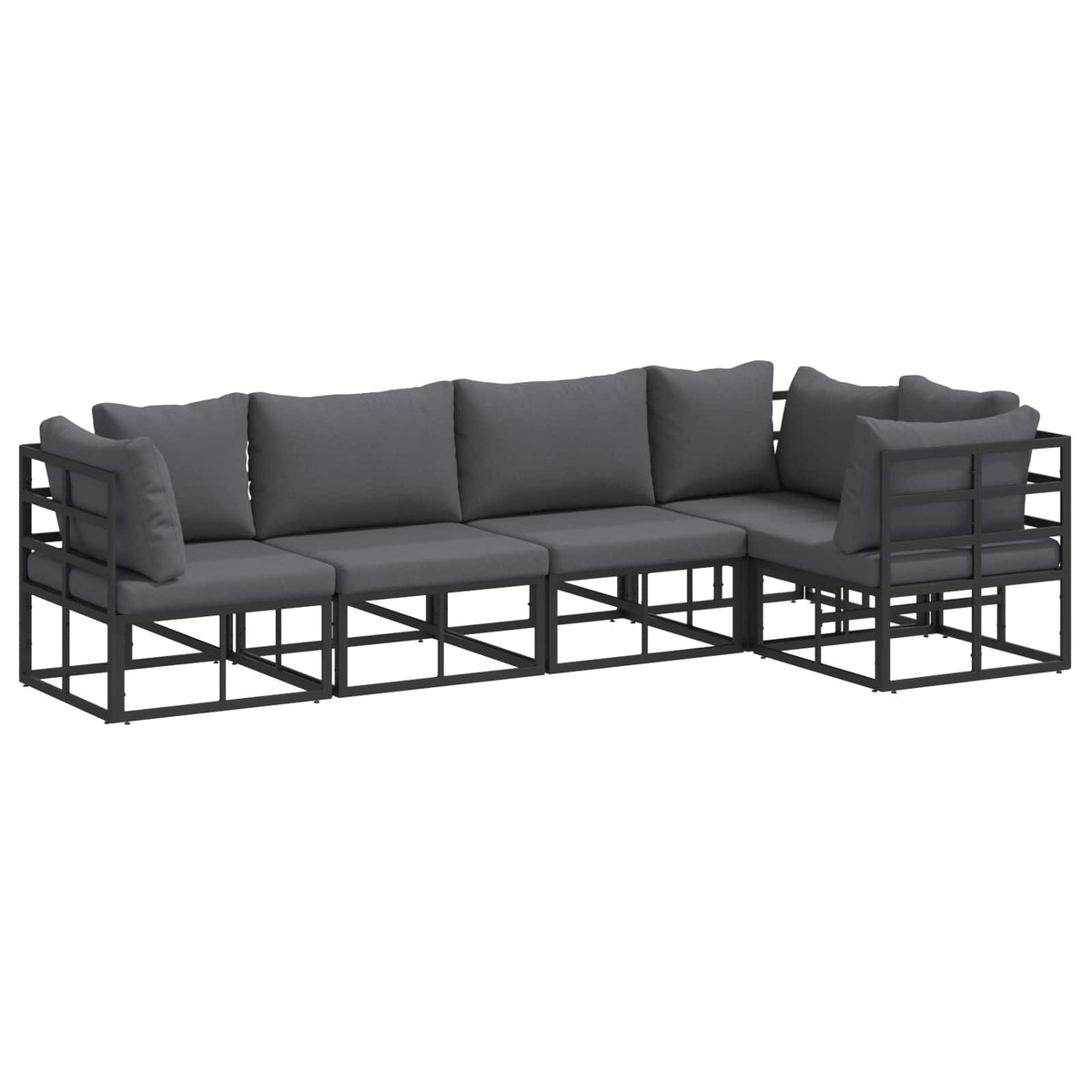 vidaXL Tuin Sofa Set met kussen 5 pcs Zwart Aluminium