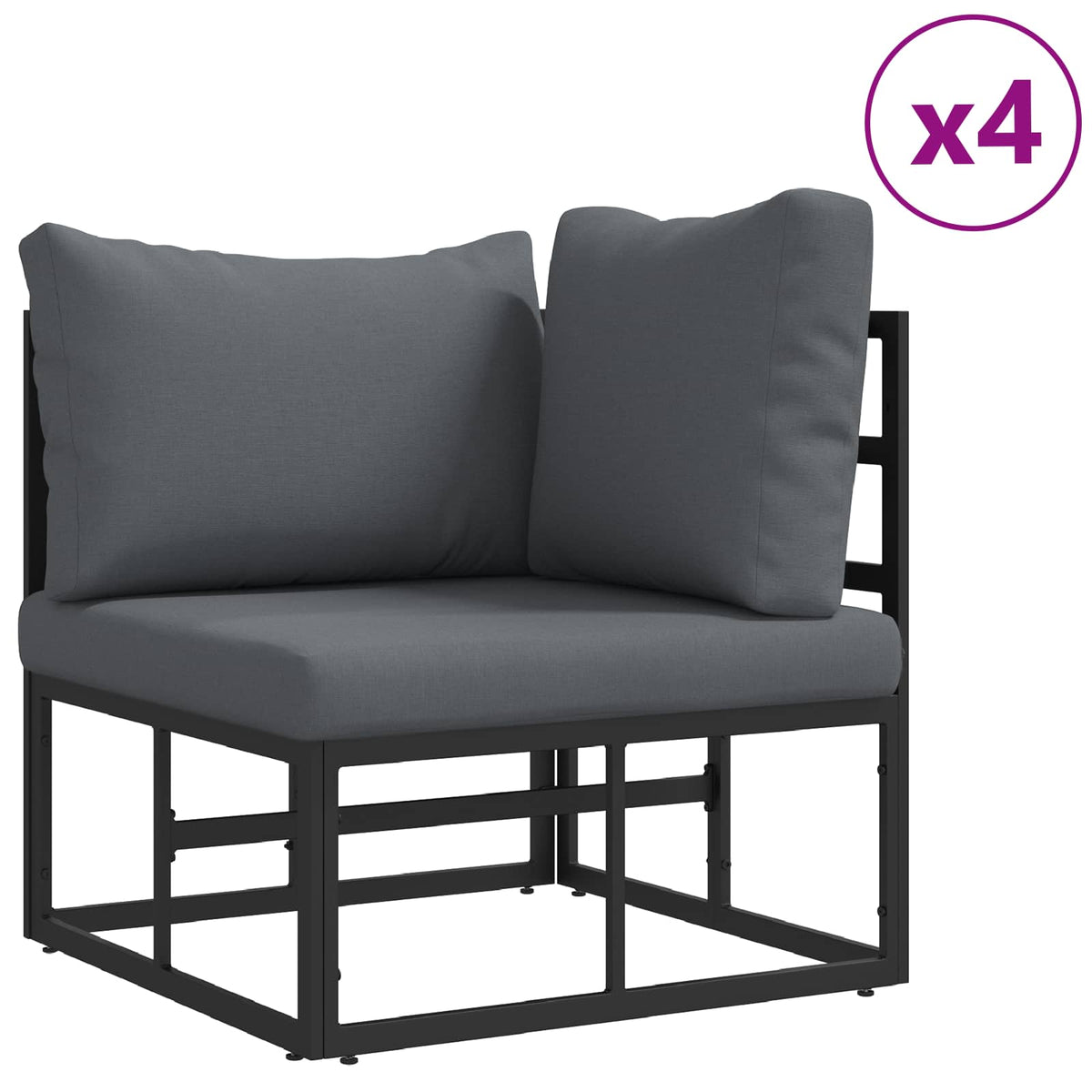 vidaXL Tuin Sofa Set met kussen 11 pcs Zwart Aluminium