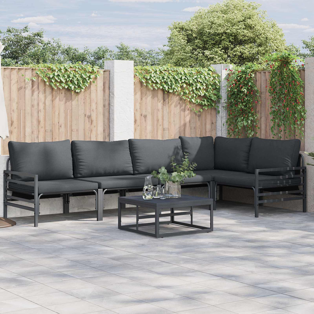 vidaXL Tuin Sofa Set 5 pcs Antraciet Staal