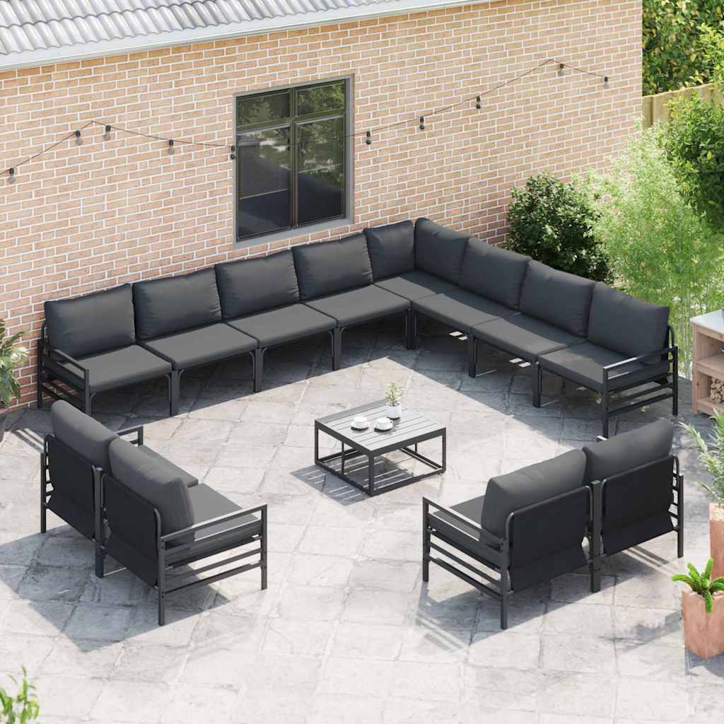 vidaXL Tuin Sofa Set 12 pcs Antraciet Staal