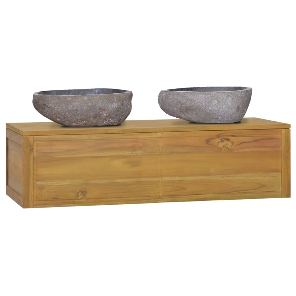 vidaXL Badkamerwandkast 110x45x30 cm massief teakhout - Aashly