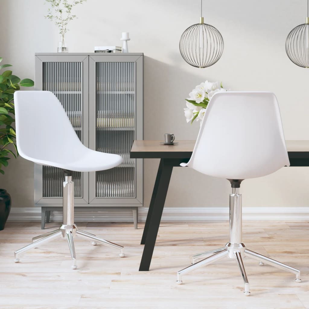 vidaXL Eetkamerstoelen draaibaar 2 st PP wit