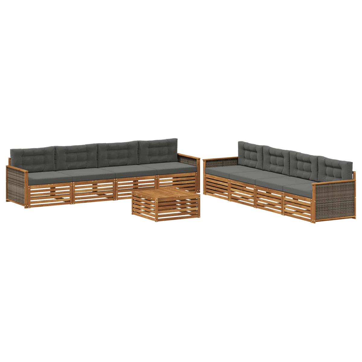 vidaXL Buiten bankenset 9 pcs Naturel