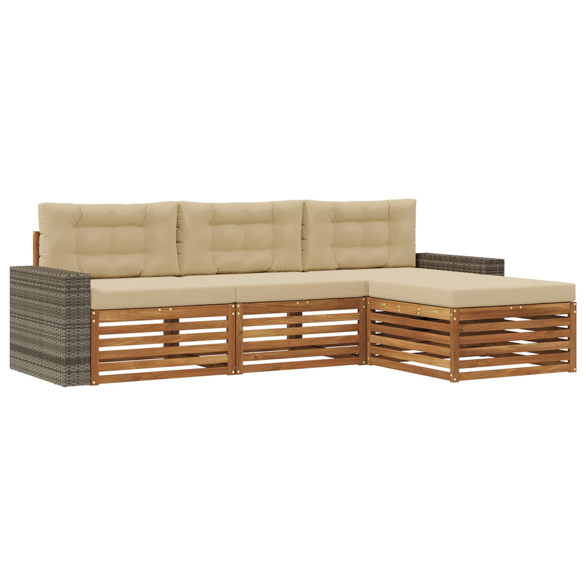 vidaXL Buiten bankenset 4 pcs Naturel