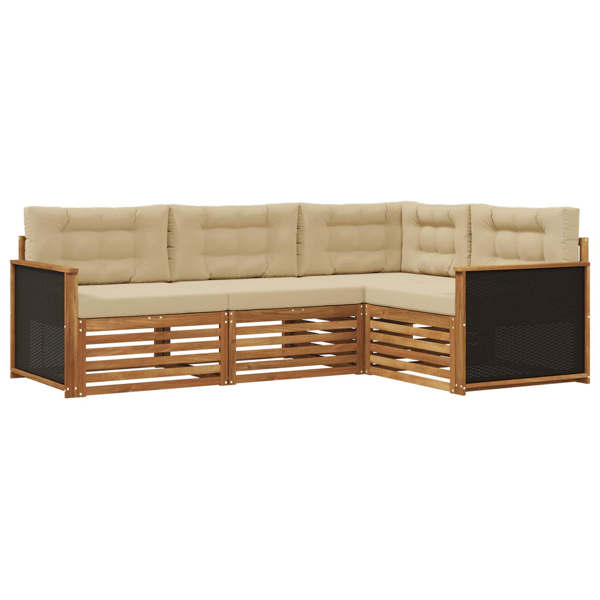 vidaXL Buiten bankenset 4 pcs Naturel