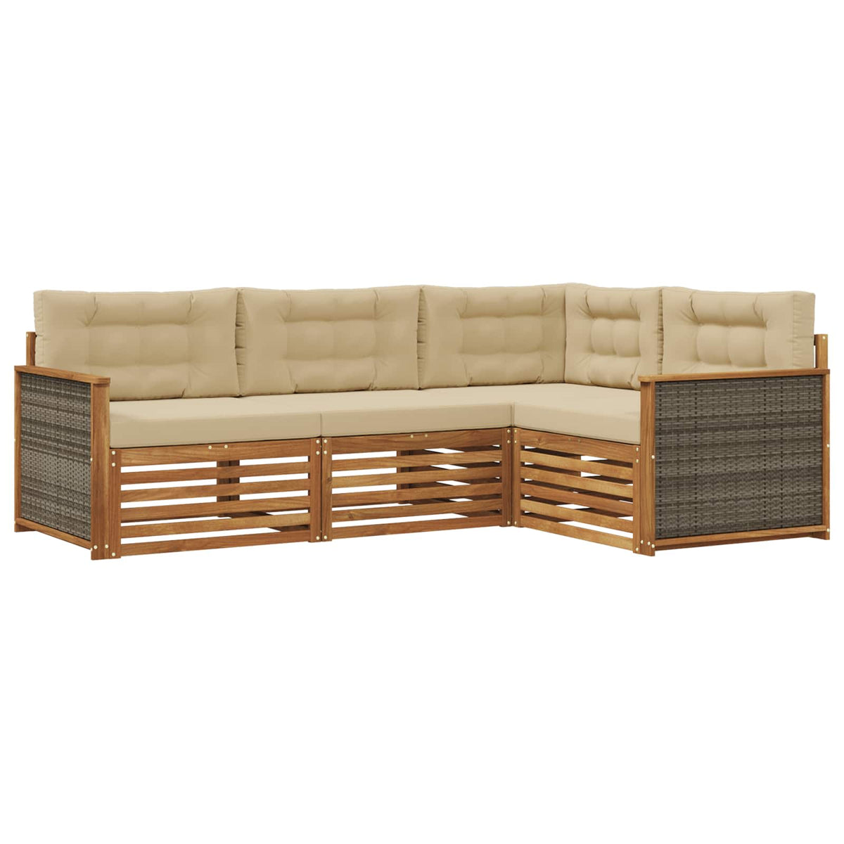 vidaXL Buiten bankenset 4 pcs Naturel