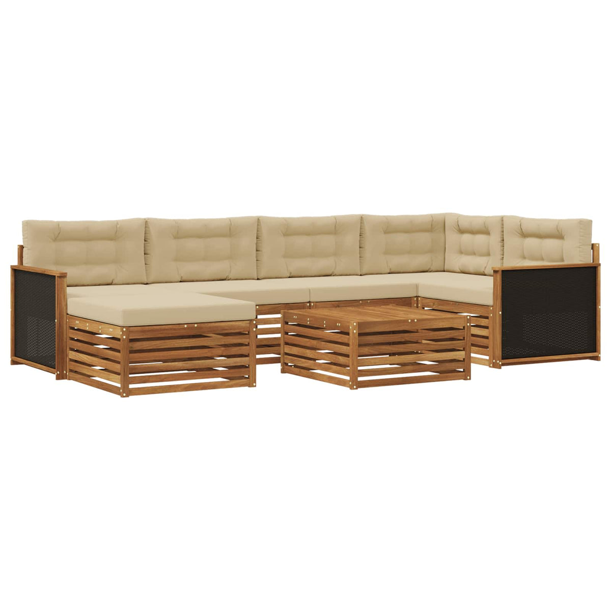 vidaXL Buiten bankenset 7 pcs Naturel