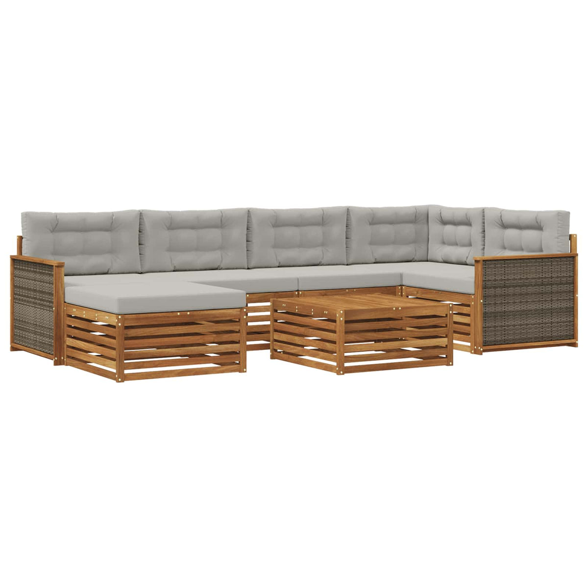 vidaXL Buiten bankenset 7 pcs Naturel