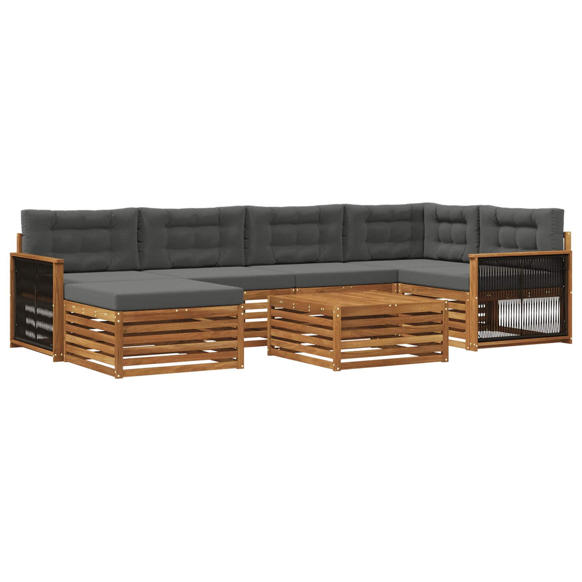 vidaXL Buiten bankenset 7 pcs Naturel