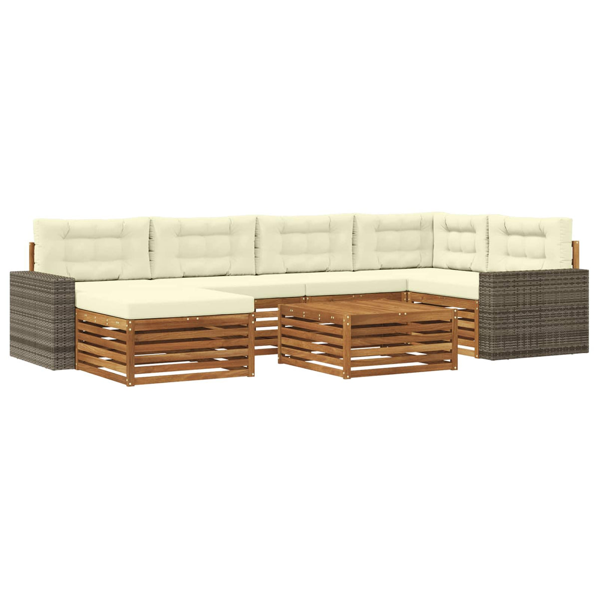 vidaXL Buiten bankenset 7 pcs Naturel