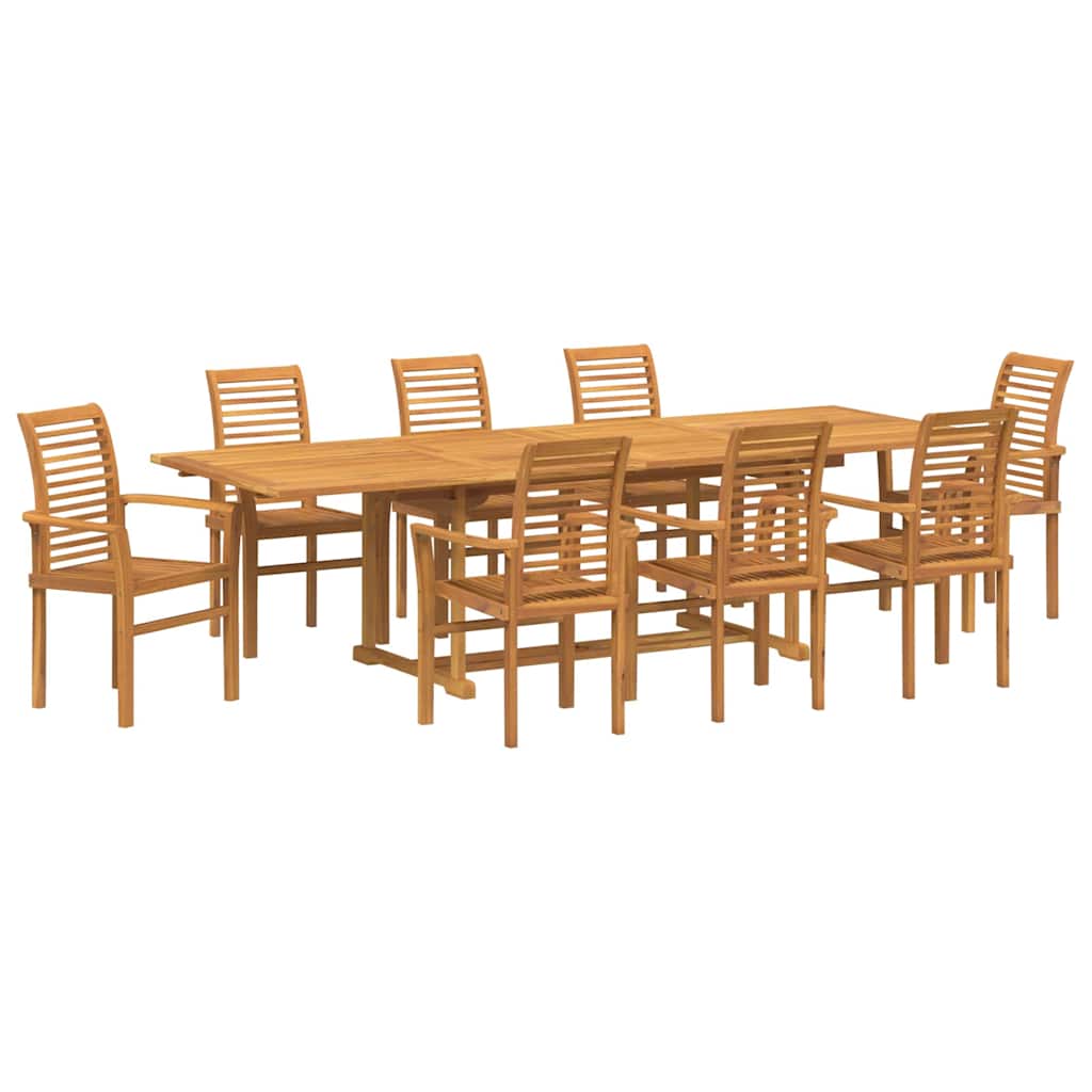 vidaXL Tuin Eetset 9 pcs Bruin 280 x 100 x 75 cm Massief teakhout