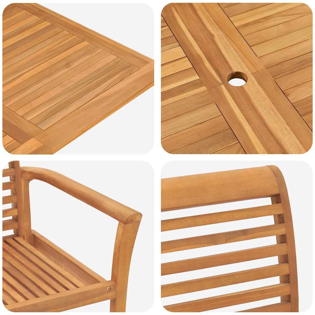 vidaXL Tuin Eetset 9 pcs Bruin 280 x 100 x 75 cm Massief teakhout