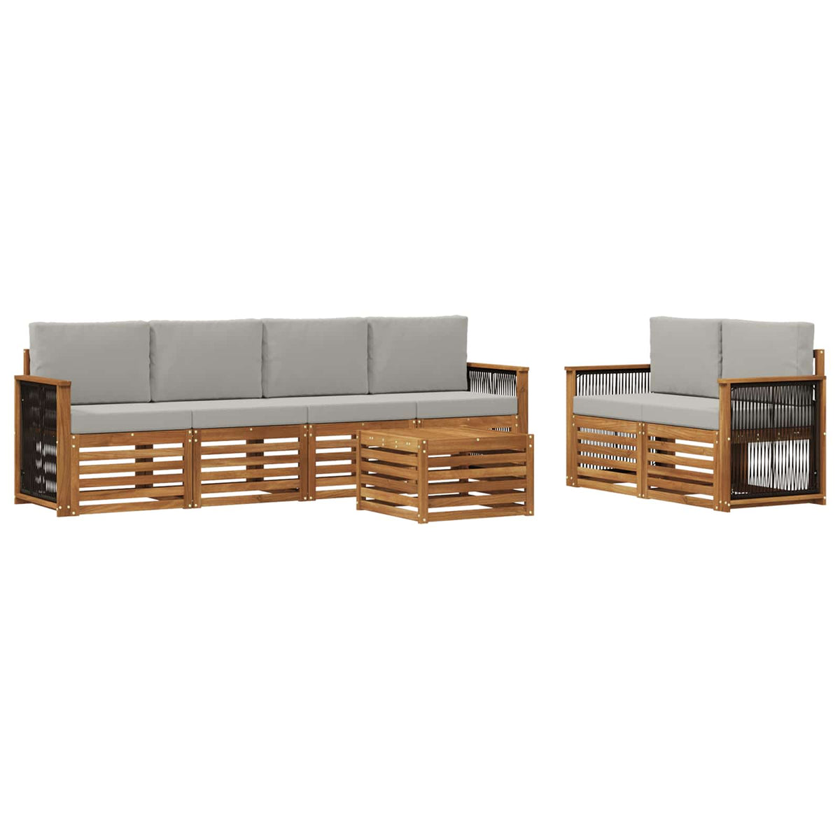 vidaXL Sofa-Sets 7 pcs Natuurlijk en Crème Massief Acaciahout
