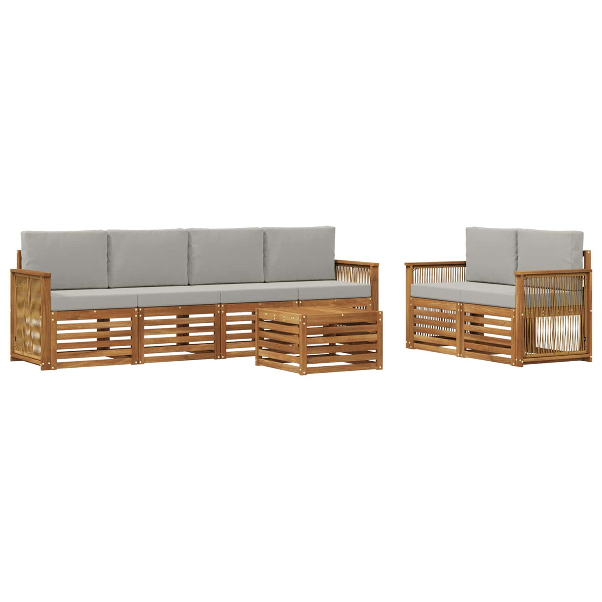 vidaXL Sofa-Sets 7 pcs Natuurlijk en Crème Massief Acaciahout