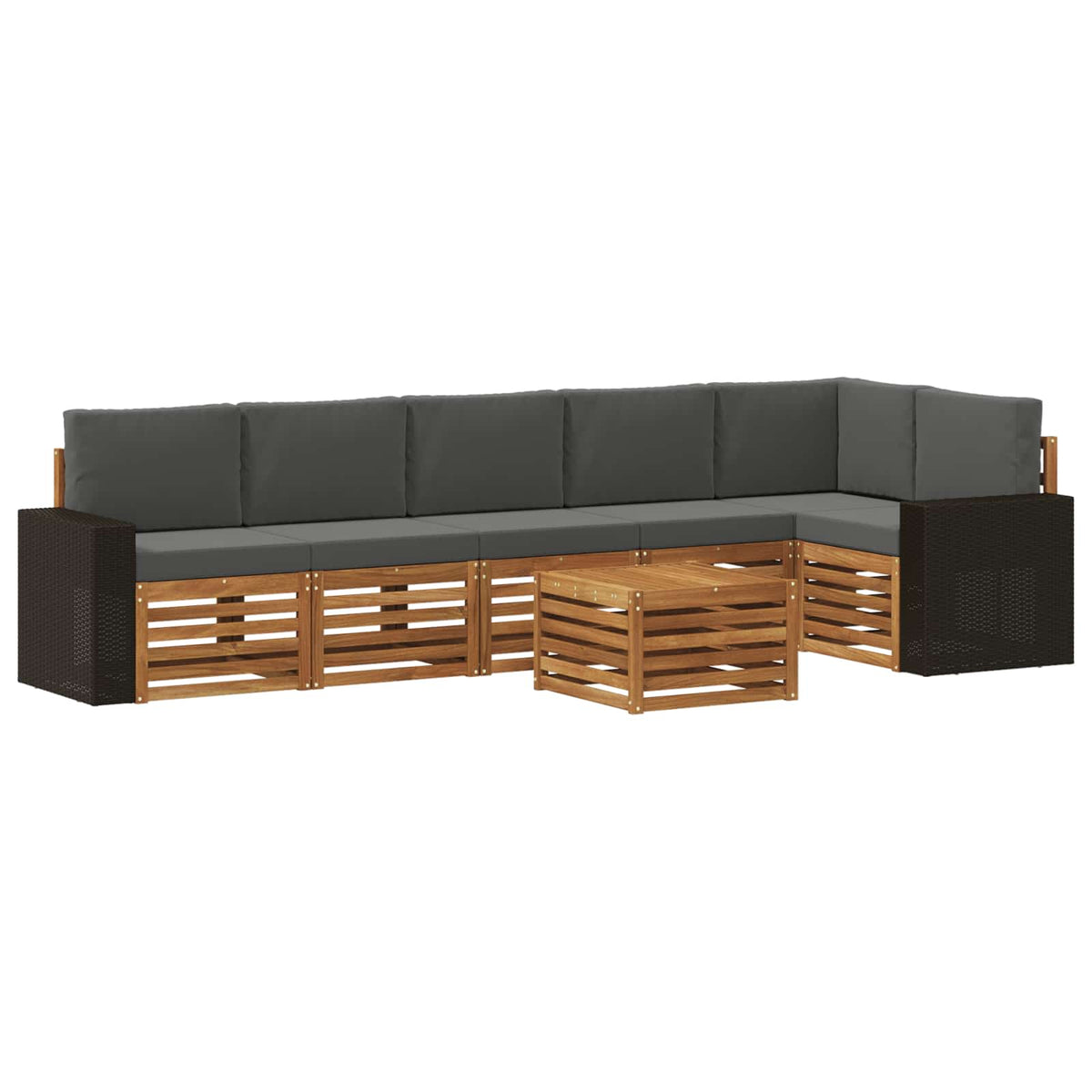 vidaXL Sofa-Sets 7 pcs Natuurlijk en Crème Massief Acaciahout